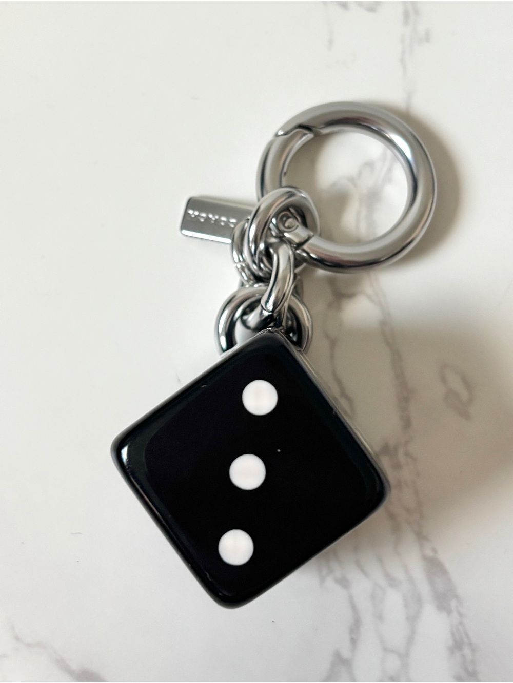 New Coach Loved Denim Teri Black Dice Bag Charm 2026 Release - Picture 3 of 5